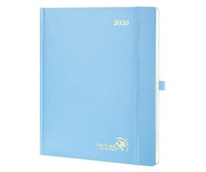 POPRUN Agenda 2026 Semainier 26,5 x 21,5 cm - Couverture Rigide, Vertical Weekly Planner, D'Jan 2026 à Déc 2026-12 Mois, Avec signet à 2 rubans, Papier 100 g/m², Bleu brume