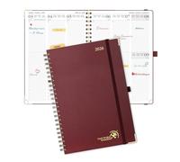 POPRUN Agenda 2026 Semainier 30 x 21 cm - Couverture Rigide Spirale, Vertical A4 Weekly Planner, D'Jan 2026 à Déc 2026-12 Mois,Avec règle signet, Papier 100 g/m², Bourgogne