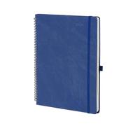 POPRUN Agenda 2026 Semainier A4 Grand Format 29,7 x 21 cm en Français - Couverture Souple en PU Cuir Spirale, Intervalles de 15 minutes, D'Jan 2026 à Déc 2026, Papier 100 g/m², Bleu foncé