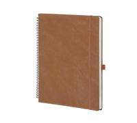 POPRUN Agenda 2026 Semainier A4 Grand Format 29,7 x 21 cm en Français - Couverture Souple en PU Cuir Spirale, Intervalles de 15 minutes, D'Jan 2026 à Déc 2026, Papier 100 g/m², Marron