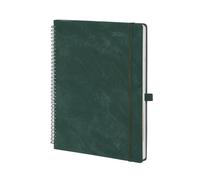 POPRUN Agenda 2026 Semainier A4 Grand Format 29,7 x 21 cm en Français - Couverture Souple en PU Cuir Spirale, Intervalles de 15 minutes, D'Jan 2026 à Déc 2026, Papier 100 g/m², Bleu vert