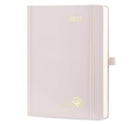 POPRUN Agenda 2027 Journalier 1 Page par Jour A5 Format Moyen(20,9 x 14cm) | Couverture Rigide,Planner De Jan 2027 à Déc 2027-12 Mois,Avec 2 Signet-Ruban,Papier 80 g/m²,Rose Clair