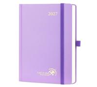 POPRUN Agenda 2027 Journalier 1 Page par Jour A5 Format Moyen(20,9 x 14cm) | Couverture Rigide,Planner De Jan 2027 à Déc 2027-12 Mois,Avec 2 Signet-Ruban,Papier 80 g/m²,Violet