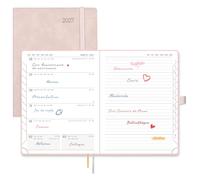 POPRUN Agenda 2027 Semainier avec Pages Notes,21.8 x 16.4 Moyen,Rose Doux | Agenda 2027 Semainier Couverture en Cuir Weekly Planner De Jan 2027 à Déc 2027,avec Onglets Mensuels, Papier 100 g/m²