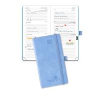 POPRUN Agenda académique 2026-2027 de poche, semainier, fin (16,5 x 9 cm), 17 mois (août 26 à décembre 27), petite couverture rigide, planificateur semestriel pour sac (bleu cyan)