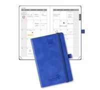 POPRUN Agenda de Poche 2 Ans à Affichage Mensuel 2026-2027 A6 - Planificateur Mensuel (24 Mois : Janv.26 - Déc.27) Papier 100 GSM, 4 Pages par Mois, 144 Pages, Couverture Rigide en Cuir PU (Bleu Royal