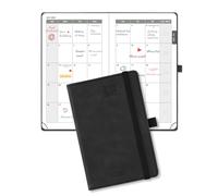 POPRUN Agenda de Poche 2 Ans, Vue Mensuelle 2026-2027 A6 - Planificateur Mensuel (24 Mois: Janv. 26 - Déc. 27) Papier 100 g/m², 4 Pages par Mois, 144 Pages, Couverture Rigide en PU (Noir)