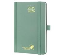 POPRUN Agenda De poche 2025 2026 Semainier 16 x 10,5 cm D'Août 2025 à Déc 2026, Petit Planner Scolaire 17 Mois, Couverture Rigide avec Intervalle Horaire, Papier 80g/m², Vert Minuit