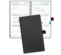 POPRUN Agenda de Poche 2026 2027 Semainier 16,5 x 9 cm,Août 2026-Déc 2027 | Petit Planner Scolaire 17 Mois avec Couverture Souple Spirale,Fente Pour Carte,Papier 80g/m²,Noir