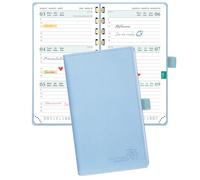 POPRUN Agenda de Poche 2026 2027 Semainier 16,5 x 9 cm,Août 2026-Déc 2027 | Petit Planner Scolaire 17 Mois avec Couverture Souple Spirale,Fente Pour Carte,Papier 80g/m²,Bleu