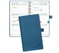 POPRUN Agenda de Poche 2026 2027 Semainier 16,5 x 9 cm,Août 2026-Déc 2027 | Petit Planner Scolaire 17 Mois avec Couverture Souple Spirale,Fente Pour Carte,Papier 80g/m²,Bleu de Nuit