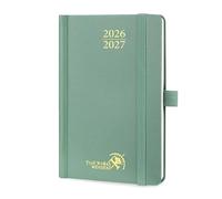 POPRUN Agenda de Poche 2026 2027 Semainier 16 x 10,5 cm,Août 2026-Déc 2027 | Petit Planner Scolaire 17 Mois,Couverture Rigide avec Intervalle Horaire,Papier 80g/m²,Vert Minuit