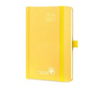 POPRUN Agenda de Poche 2026 2027 Semainier 16 x 10,5 cm D'Août 2026 à Déc 2027，Petit Planner Scolaire 17 Mois，Couverture Rigide avec Intervalle Horaire，Papier 80g/m²，Jaune Clair
