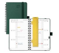 POPRUN Agenda de Poche 2026 2027 Semainier A6(16 x 10,5 cm) D'Août 2026 à Déc 2027,Petit Planner Vue Horizontale Scolaire 17 Mois,Couverture Souple Spirale,1 Règle-signet,Papier 80g/m², Vert Forêt