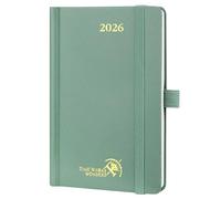 POPRUN Agenda de Poche 2026 A6 Semainier 16 x 10,5 cm - Couverture Rigide, Petit Agenda, D'Jan 2026 à Déc 2026-12 Mois, Avec signet à 2 rubans, Papier 100 g/m², Vert Minuit