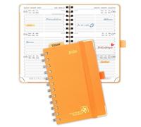 POPRUN Agenda de Poche 2026 A6 Semainier 16 x 10,5 cm - Couverture Rigide Spirale, Petit Agenda, D'Jan 2026 à Déc 2026-12 Mois, Poche intérieur, Papier 100 g/m², Orange