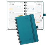 POPRUN Agenda de Poche 2026 A6 Semainier 16 x 10,5 cm - Couverture Souple en PU Cuir Spirale, Petit Agenda, D'Jan 2026 à Déc 2026-12 Mois, Règle signet, Papier 100 g/m², Pacifique Vert