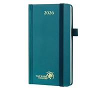 POPRUN Agenda de Poche 2026 Semainier 16,5 x 9 cm - Couverture Rigide, Petit Weekly Planner D'Jan 2026 à Déc 2026-12 Mois, Avec signet à 2 rubans, Papier 80 g/m², Pacifique Vert