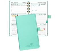 POPRUN Agenda de Poche 2026 Semainier 16,5 x 9 cm - Couverture Souple en PU Cuir Spirale, Petit Planner D'Jan 2026 à Déc 2026-12 Mois, Fente Pour Carte, Papier 100 g/m², Vert