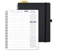 POPRUN Agenda hebdomadaire 2025-2026 18,3 x 21,6 cm, carnet de rendez-vous académique à spirale (juillet 2025-juin 2026) avec horaire trimestriel, onglets mensuels, couverture souple en cuir, poche