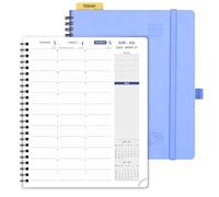 POPRUN Agenda hebdomadaire 2025-2026 à 18,3 x 21,6 cm, carnet de rendez-vous académique à spirale (juillet 2025-juin 2026) avec horaire trimestriel, onglets mensuels, couverture souple en cuir, poche