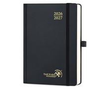 POPRUN Agenda journalier 2026-2027, une page par jour (moyen - 14,6 x 21,6 cm) - Calendrier académique (juillet 2026 à juin 2027), carnet de rendez-vous 2026 jour avec porte-stylo, couverture rigide