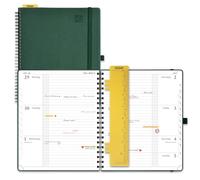 POPRUN Agenda scolaire hebdomadaire 2026-2027, grand format 21,6 x 26,7 cm, mise en page horizontale, de juillet 2026 à juin 2027, couverture souple avec onglets mensuels, reliure à spirale, poche