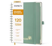 POPRUN Carnet de Notes A5 Cahier Spirale Petits Carreaux, Vert Minuit | 141 Pages Cahier petit Carreaux Couverture Reliure Onglets Adhésifs 8 Détachables pour Dessin Technique, Maths, École, Bureau