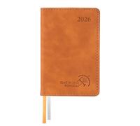 POPRUN Mini Agenda 2026 de Poche Semainier A7 11,5 x 7,5 cm Version Française, Couverture Souple en PU Cuir - Super Petit Weekly Planner, D'Jan 2026 à Déc 2026, Papier 70 g/m², Marron