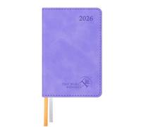 POPRUN Mini Agenda 2026 de Poche Semainier A7 11,5 x 7,5 cm Version Française, Couverture Souple en PU Cuir - Super Petit Weekly Planner, D'Jan 2026 à Déc 2026, Papier 70 g/m², Lilas