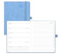 POPRUN Planner Carnet hebdomadaire 2025-2026 - Format moyen : 16,5 x 21,6 cm - Calendrier académique (juillet 25 à juin 26) - Carnet de rendez-vous avec onglets mensuels, couverture souple en cuir