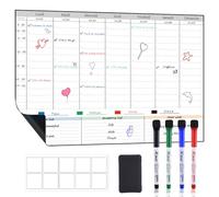 POPRUN Planning Semaine calendrier magnetique emploi du temps,Tableau Semainier Frigo effaçable,idéal pour Planification des Tâches, Menus, Projets, Organiseur Hebdomadaire Repas 43×28cm - en Français
