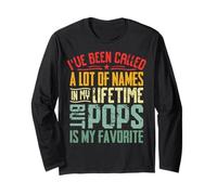 Pops is My Favorite Name Dad Papa Grandpa Retro Vintage Manche Longue