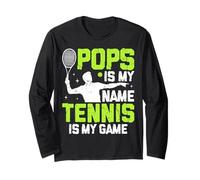 Pops is My Name Tennis Player Vintage Grandpa Manche Longue