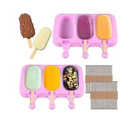 Popsicle Mould, 2pcs Silicone Ice Cream Mould with Lid And 100 Wooden Lolly Pop