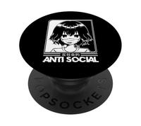 PopSockets Anti Social Anime Otaku Kawaii Manga Manga Japanese Art PopSockets PopGrip - Support et Grip pour Smartphone/Tablette avec un Top Interchangeable