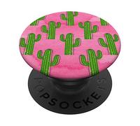 PopSockets Cactus Rose Fluo Pattern Nature | Ventouse Coque Téléphone PopSockets Support et Grip pour Smartphones et Tablettes