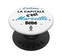 PopSockets C'est Marseille Bébé - Cadeau - Supporter Marseillais OM PopSockets PopGrip - Support et Grip pour Smartphone/Tablette avec un Top Interchangeable