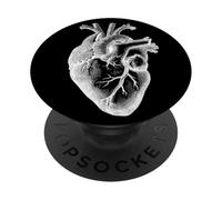 PopSockets Coeur anatomique noir et blanc PopSockets PopGrip - Support et Grip pour Smartphone/Tablette avec un Top Interchangeable