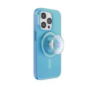 PopSockets Coque pour iPhone 15 Pro avec poignée Ronde Compatible avec MagSafe, Coque de téléphone pour iPhone 15 Pro, Compatible avec Chargement sans Fil, Bleu opalescent