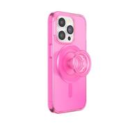PopSockets Coque pour iPhone 15 Pro avec poignée Ronde Compatible avec MagSafe, Coque de téléphone pour iPhone 15 Pro, Compatible avec Chargement sans Fil, Rose Baeby translucide