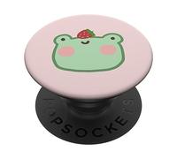 PopSockets Cute Frog with Strawberry Kawaii Aesthetic PopSockets PopGrip - Support et Grip pour Smartphone/Tablette avec un Top Interchangeable