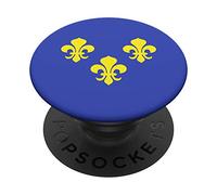 PopSockets Drapeau de l'île de France - Fleur de lys française PopSockets PopGrip - Support et Grip pour Smartphone/Tablette avec un Top Interchangeable