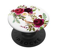 PopSockets Fleur de bordeaux rouge cramoisi Floral PopSockets PopGrip - Support et Grip pour Smartphone/Tablette avec un Top Interchangeable