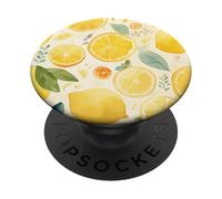 PopSockets Fruit Pattern Art Citron PopGrip Adhésif Jaune - Poignée de disque pour téléphone portable (smooth, hard plastic surface)