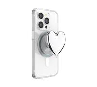 PopSockets Grip Téléphone MagSafe, Support Magnétique, Béquille, Silver - Heart of Silver (Silver PopOut)