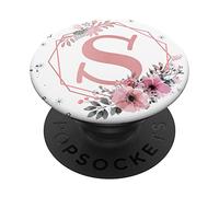 PopSockets Lettre S Initiale Fleur rose PopSockets PopGrip Interchangeable