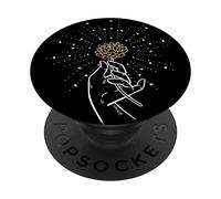 PopSockets Lotus Flower Shine Hand Floral Art Zen Yoga Lover Yogi Gift PopSockets PopGrip - Support et Grip pour Smartphone/Tablette avec un Top Interchangeable