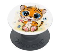PopSockets | PhoneGrip | Support et poignée pour smartphones | Support de doigt simple et extensible | Mini tigre