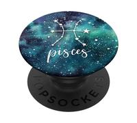 PopSockets Pisces - Aqua Astrological Horoscope Zodiac Star Sign PopSockets PopGrip - Support et Grip pour Smartphone/Tablette avec un Top Interchangeable